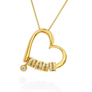 Charming Heart with Engraved Beads - Personalized Necklace