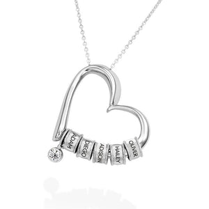 Charming Heart with Engraved Beads - Personalized Necklace